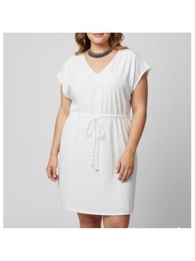 JOE FRESH White Drawstring Waist Dress size XL